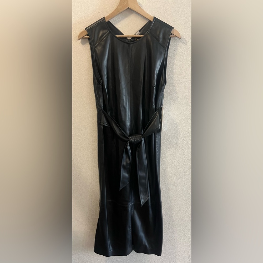 Calvin Klein Black Halter Tie Front Sheath Dress
